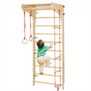 Set spalier gimnastica cu Bara/Inele/Scara de catarat, Reglabil, din lemn/placaj pentru copii +3 ani