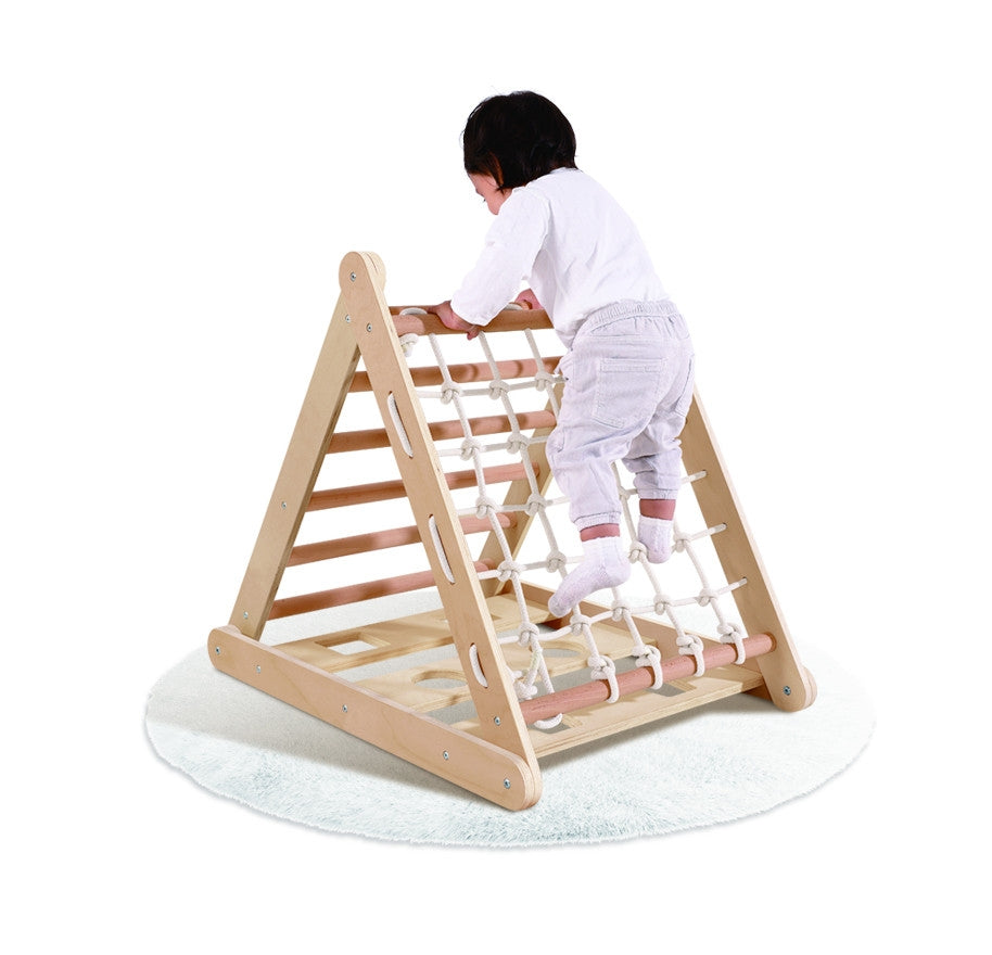 Set de catarat 3in1 pentru copii mici, triunghi de catarat cu 3 laturi, Montessori/Pikler din lemn