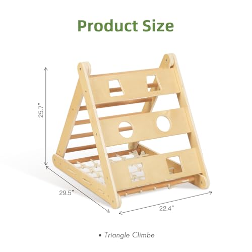Set de catarat 3in1 pentru copii mici, triunghi de catarat cu 3 laturi, Montessori/Pikler din lemn