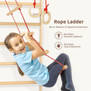 Set spalier gimnastica cu Bara/Inele/Scara de catarat, Reglabil, din lemn/placaj pentru copii +3 ani