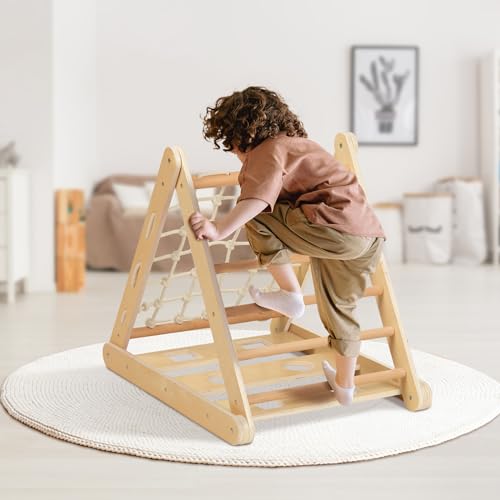Set de catarat 3in1 pentru copii mici, triunghi de catarat cu 3 laturi, Montessori/Pikler din lemn