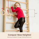 Set spalier gimnastica cu Bara/Inele/Scara de catarat, Reglabil, din lemn/placaj pentru copii +3 ani