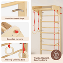 Set spalier gimnastica cu Bara/Inele/Scara de catarat, Reglabil, din lemn/placaj pentru copii +3 ani