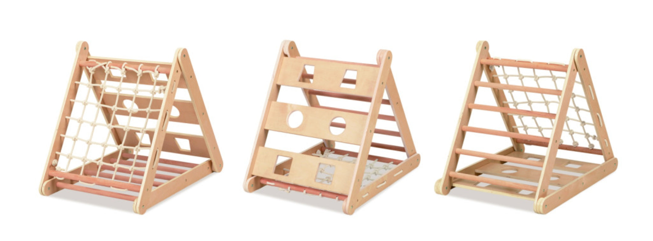 Set de catarat 3in1 pentru copii mici, triunghi de catarat cu 3 laturi, Montessori/Pikler din lemn