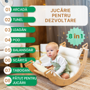 Balansoar Pikler din lemn, tip Montessori, multifunctional, cu perna