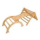 Set de joaca mic 3in1 Pikler/Montessori, triunghi de escaladare cu tobogan si arc de catarare