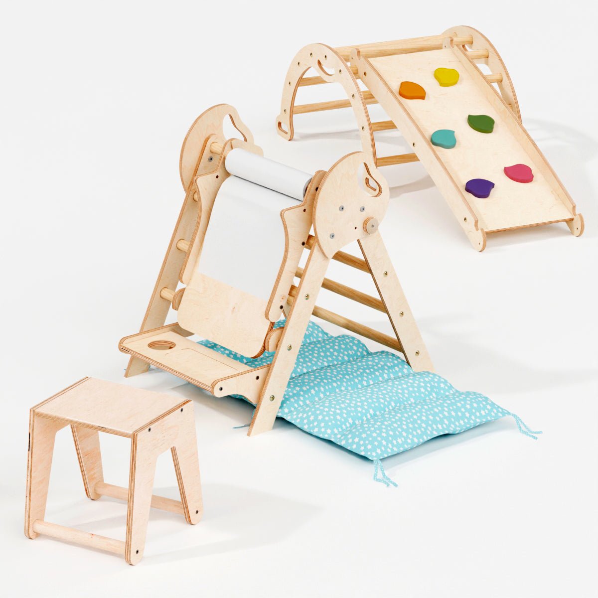 Montessori 4in1 Kletterdreieck für Babys: Pikler-Dreieck, Kletterbogen, Rutschbrett und Kissen für Kleinkinder (1–3 Jahre)-10