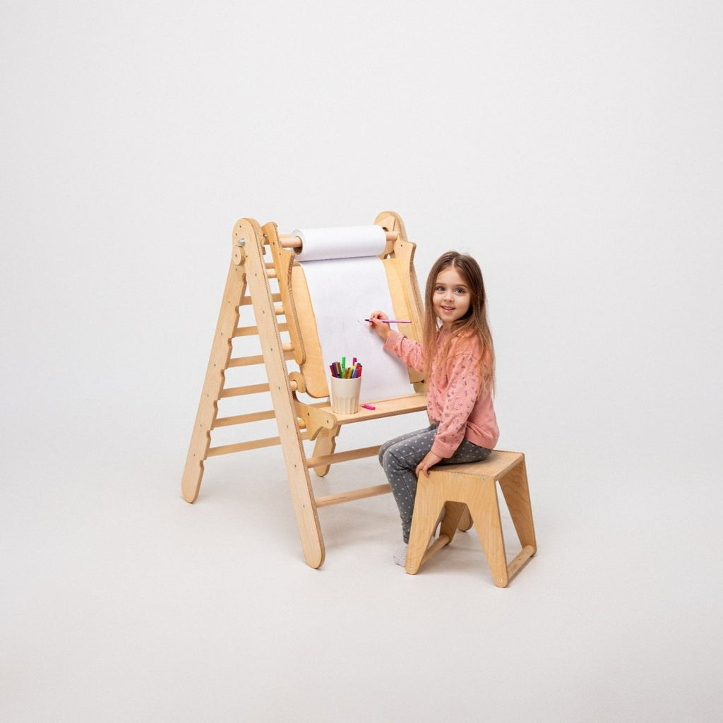 Staffelei mit Kinderstuhl – Perfekt für Indoor Klettergerüst-2